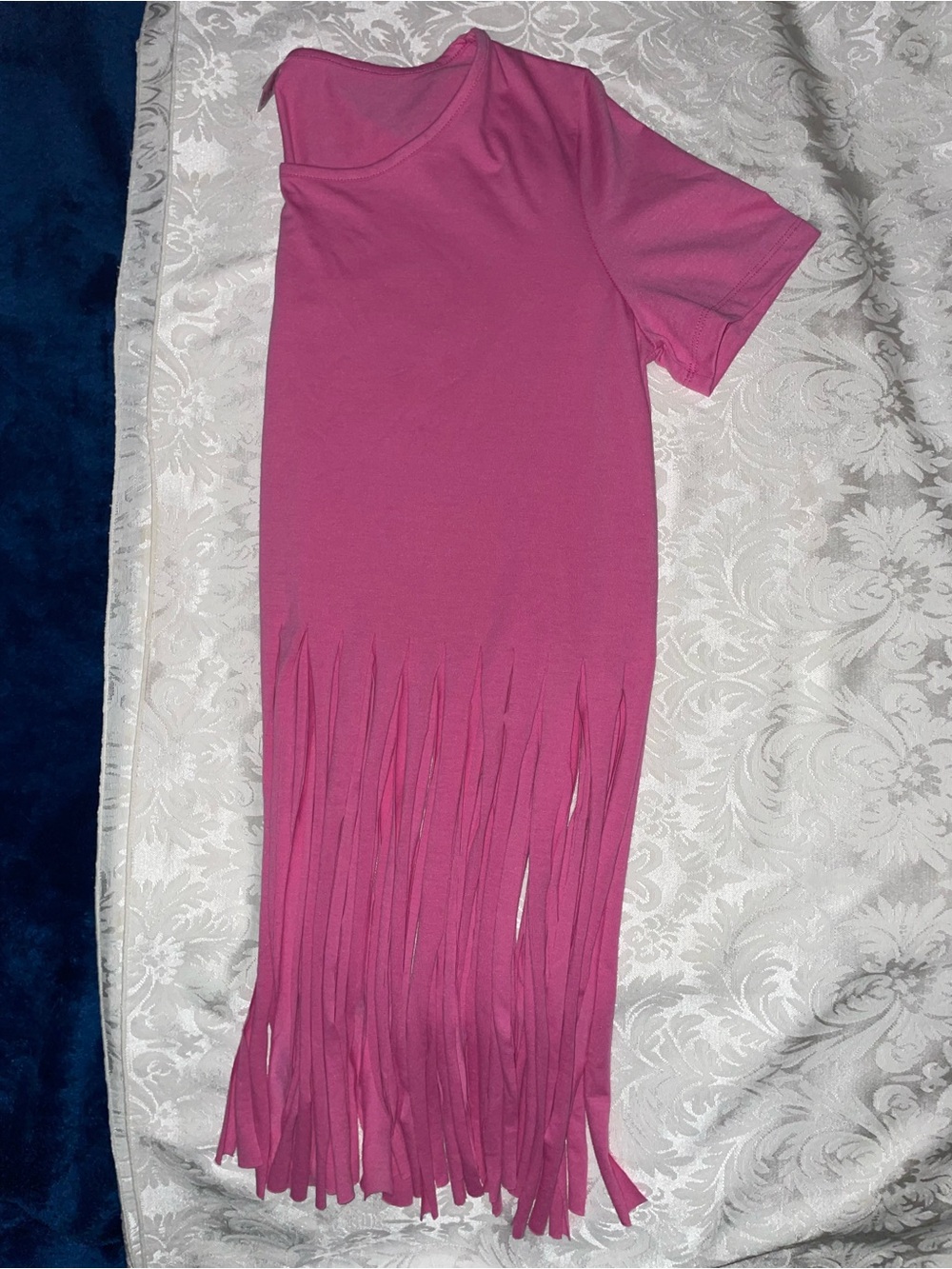 Pink Fringe Short-Sleeve Top